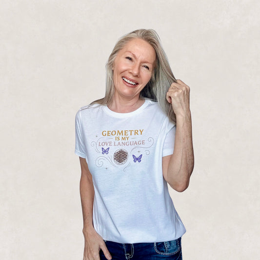 Geometry Is My Love Language Living Sigil Tee White Design by Sha’Raya™