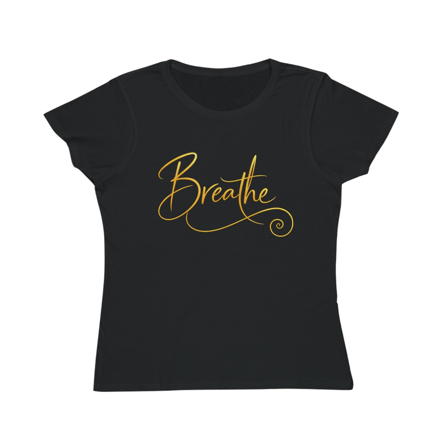 Breathe - Organic Cotton Women’s Tee | Minimalist Gold Script - Designed by Sha’Raya™