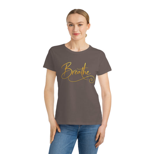 Breathe - Organic Cotton Women’s Tee | Minimalist Gold Script - Designed by Sha’Raya™