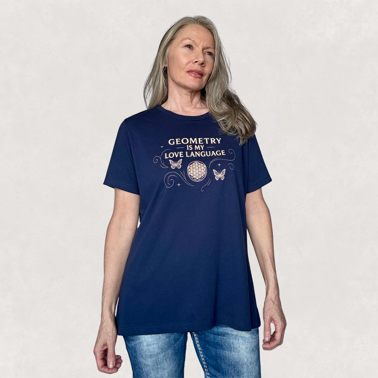 Geometry Is My Love Language - Gold Design, Living Sigil Tee by Sha’Raya