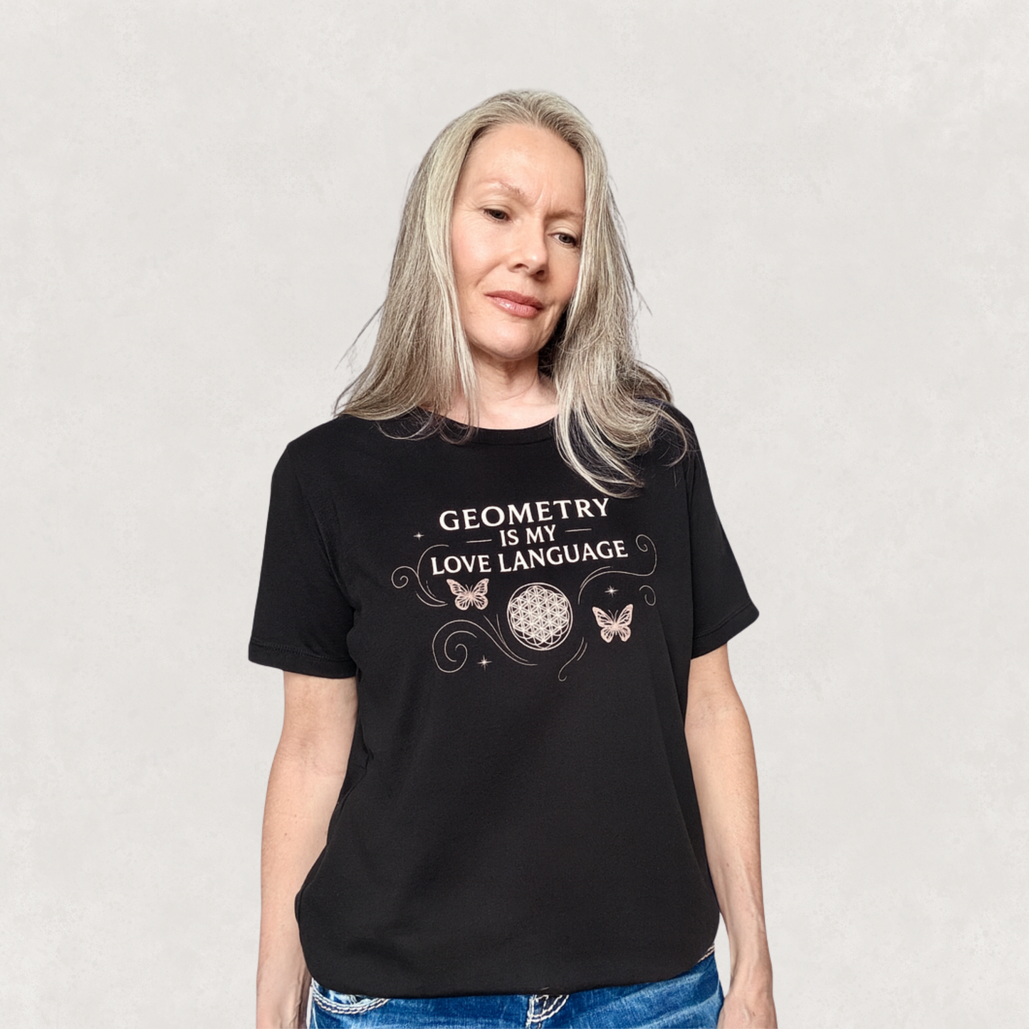 Geometry Is My Love Language - Gold Design, Living Sigil Tee by Sha’Raya