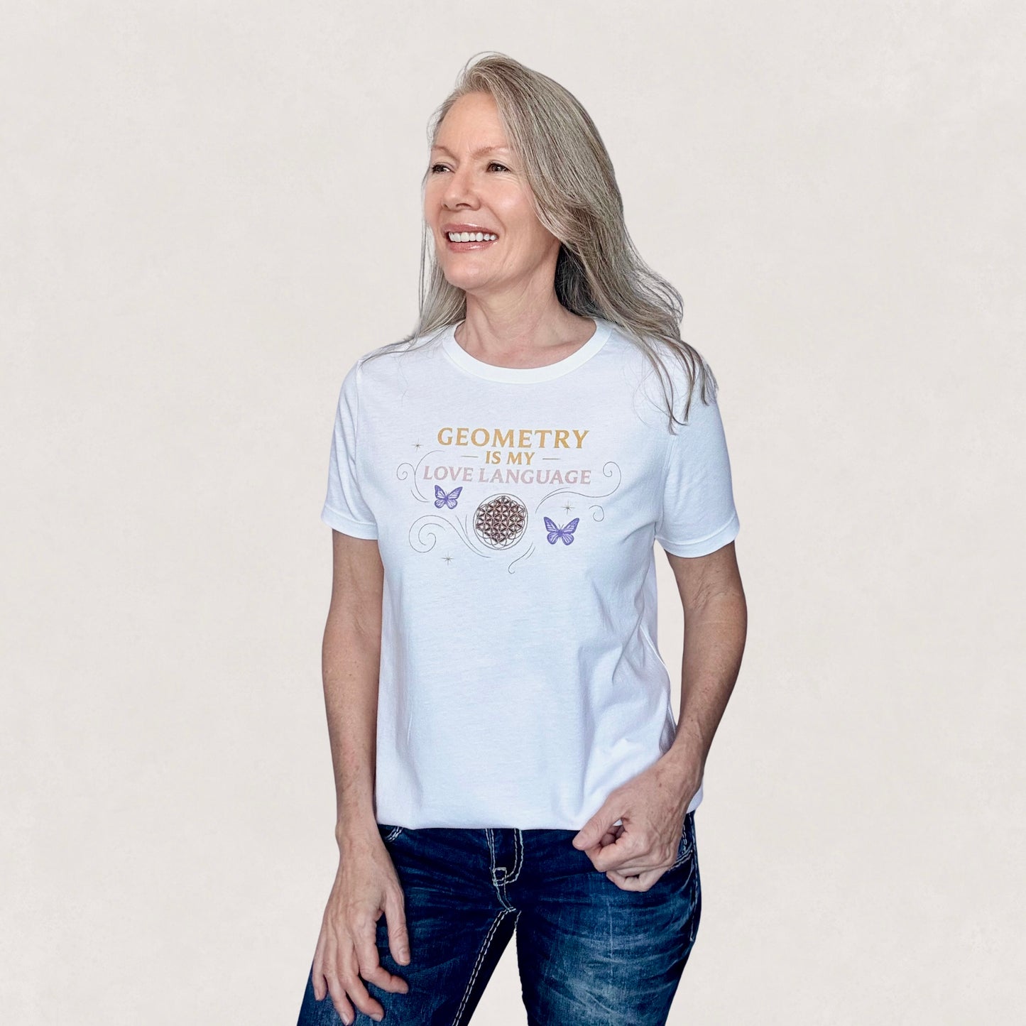 Geometry Is My Love Language Living Sigil Tee White Design by Sha’Raya