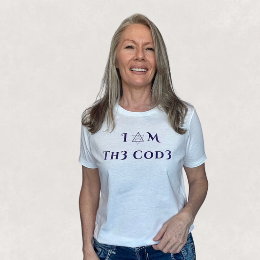 I △ M Th3 Cod3 - White Frequency Tee by Sha'Raya