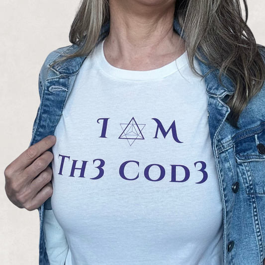 I △ M Th3 Cod3 - White Frequency Tee by Sha’Raya™