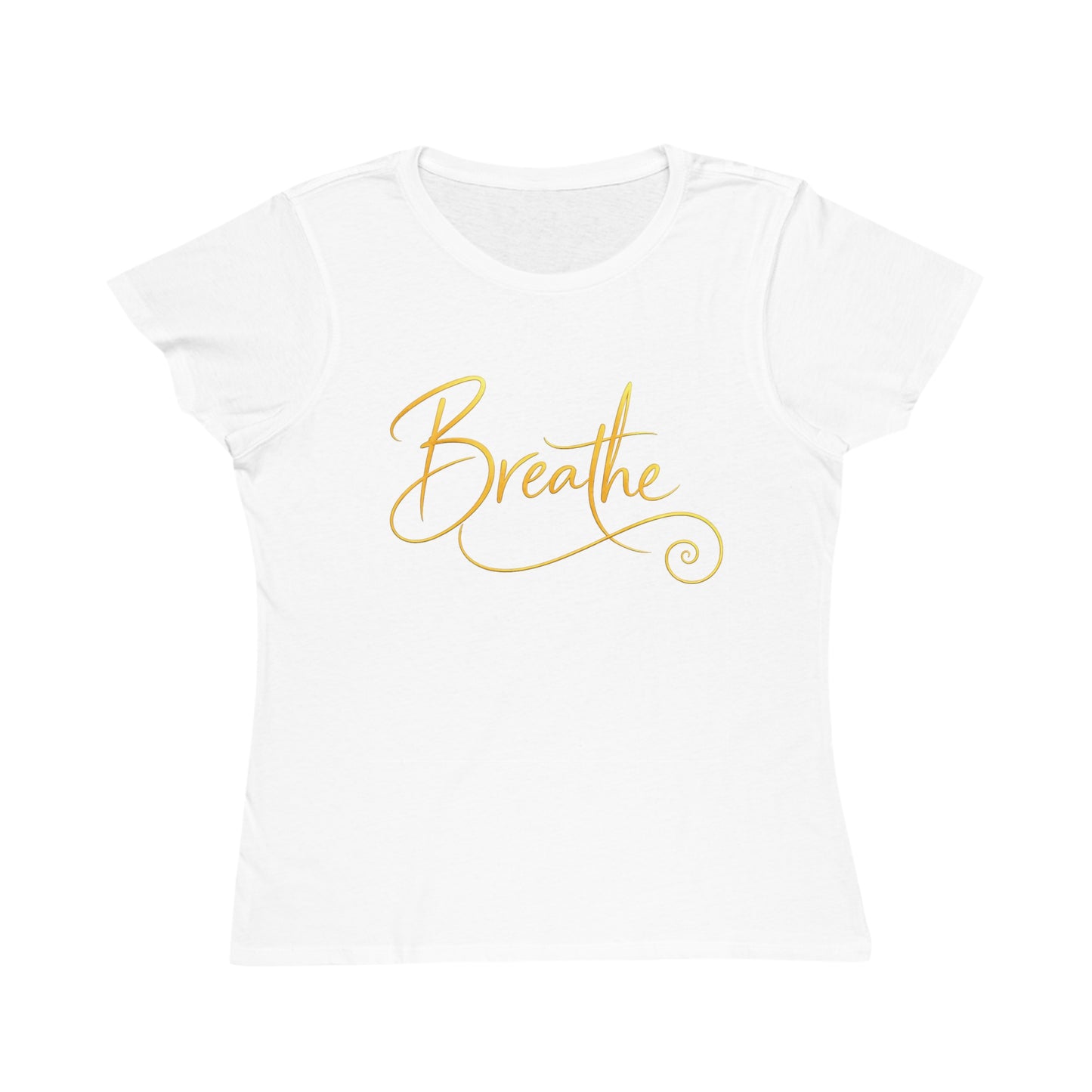 Breathe - Organic Cotton Women’s Tee | Minimalist Gold Script - Designed by Sha’Raya™