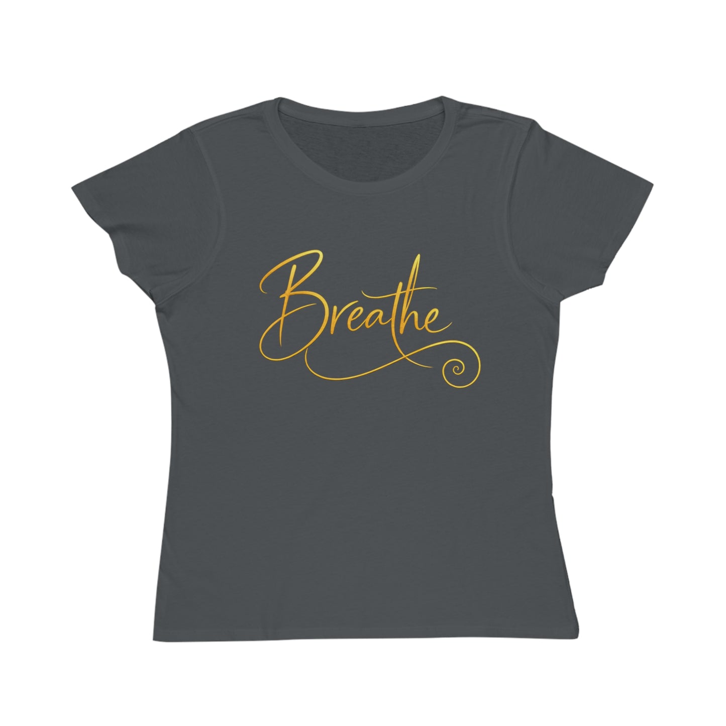 Breathe - Organic Cotton Women’s Tee | Minimalist Gold Script - Designed by Sha’Raya™